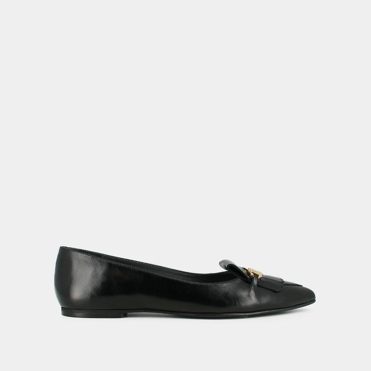 Ballerines &agrave; mors dor&eacute;s en cuir noir | DIESE | Jonak