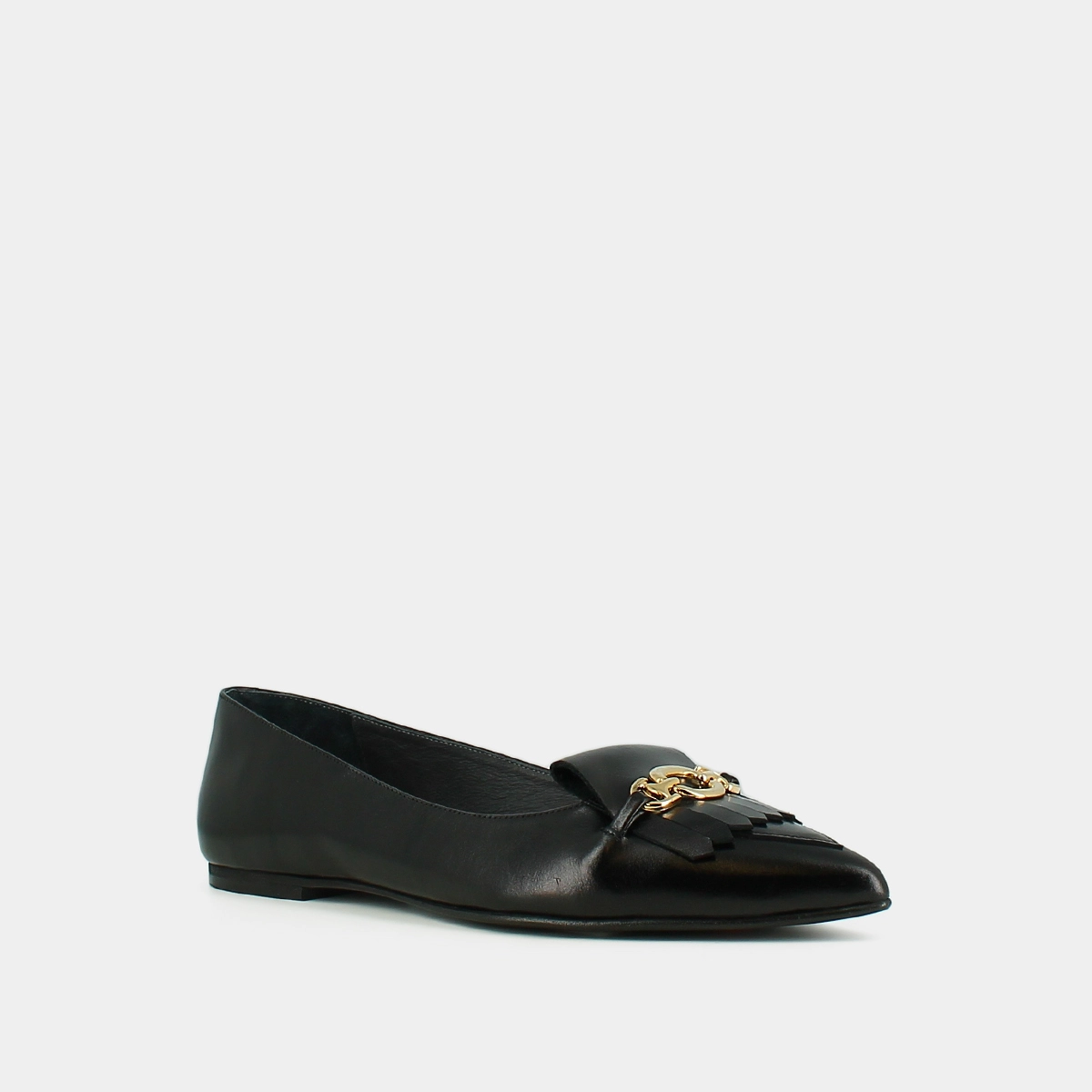 Ballerines &agrave; mors dor&eacute;s en cuir noir | DIESE | Jonak