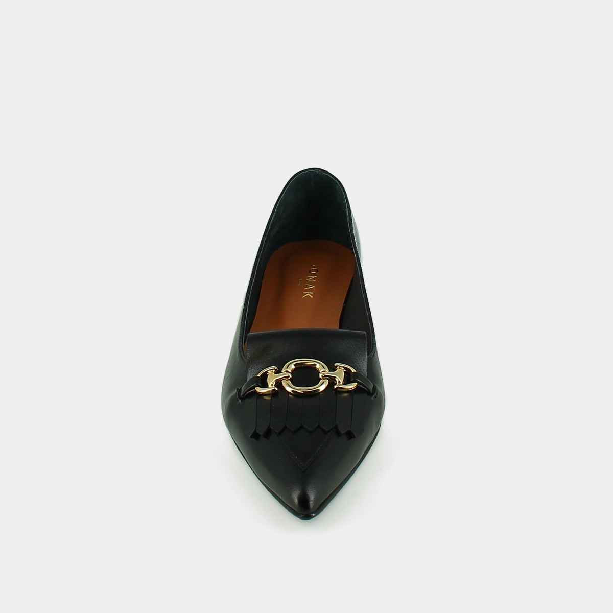 Ballerines &agrave; mors dor&eacute;s en cuir noir | DIESE | Jonak