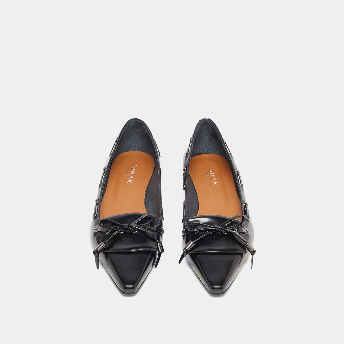 Ballerines à lacets en cuir glacé noir | DYNAMO | Jonak