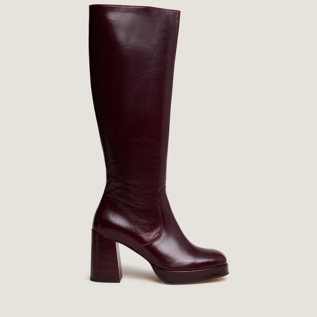 Bottes à plateformes en cuir bordeaux | VENDOME | Jonak