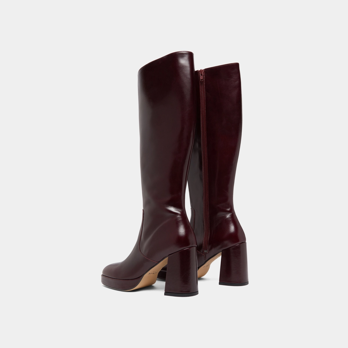 Bottes à plateformes en cuir bordeaux | VENDOME | Jonak