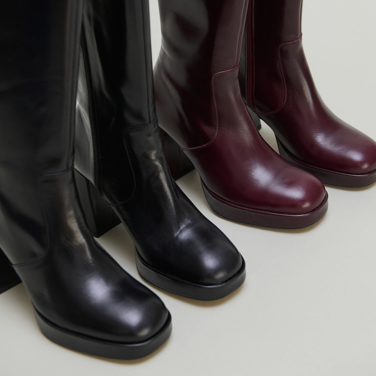 Bottes à plateformes en cuir bordeaux | VENDOME | Jonak