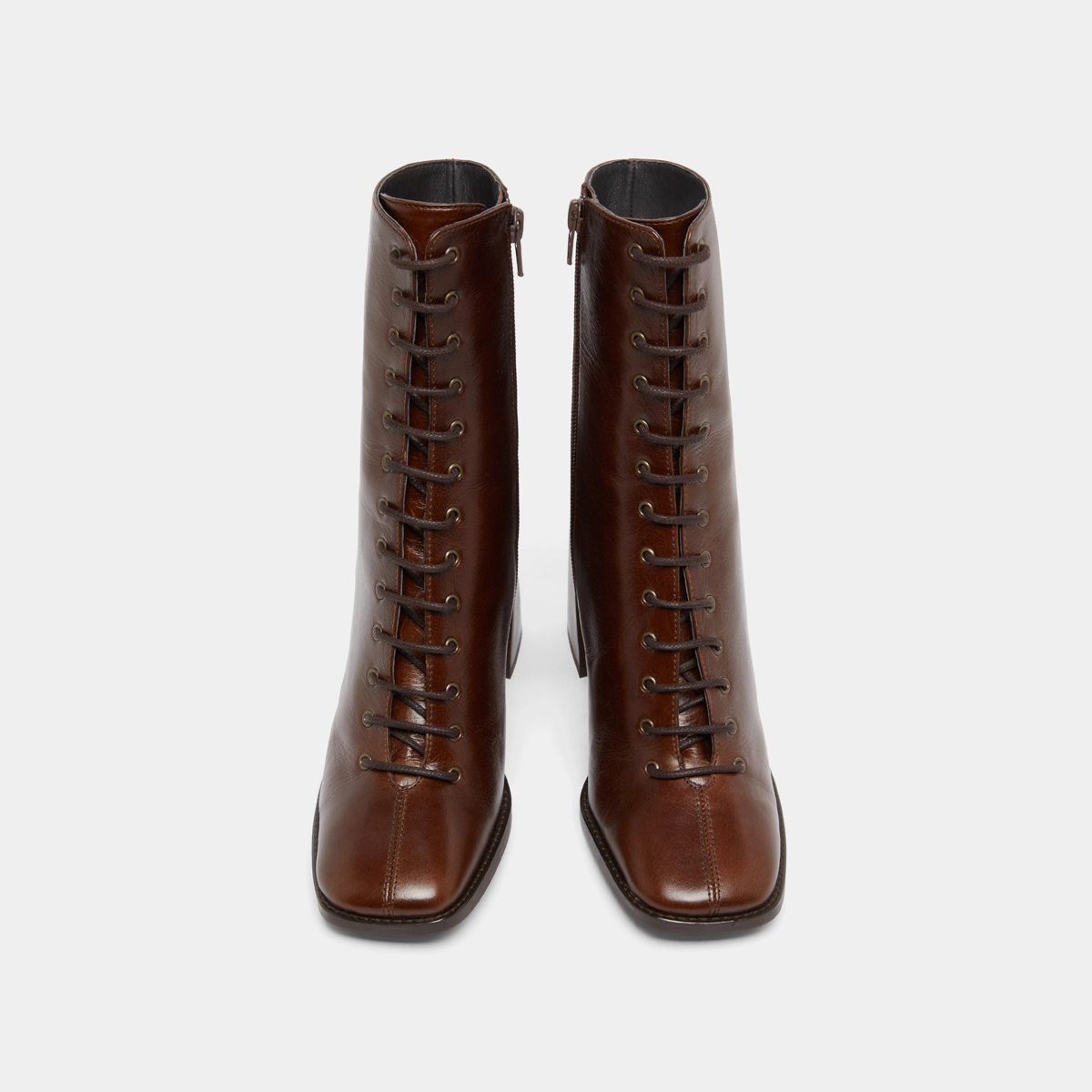 Bottines à talons lacées en cuir vieilli marron | VANDELLE | Jonak