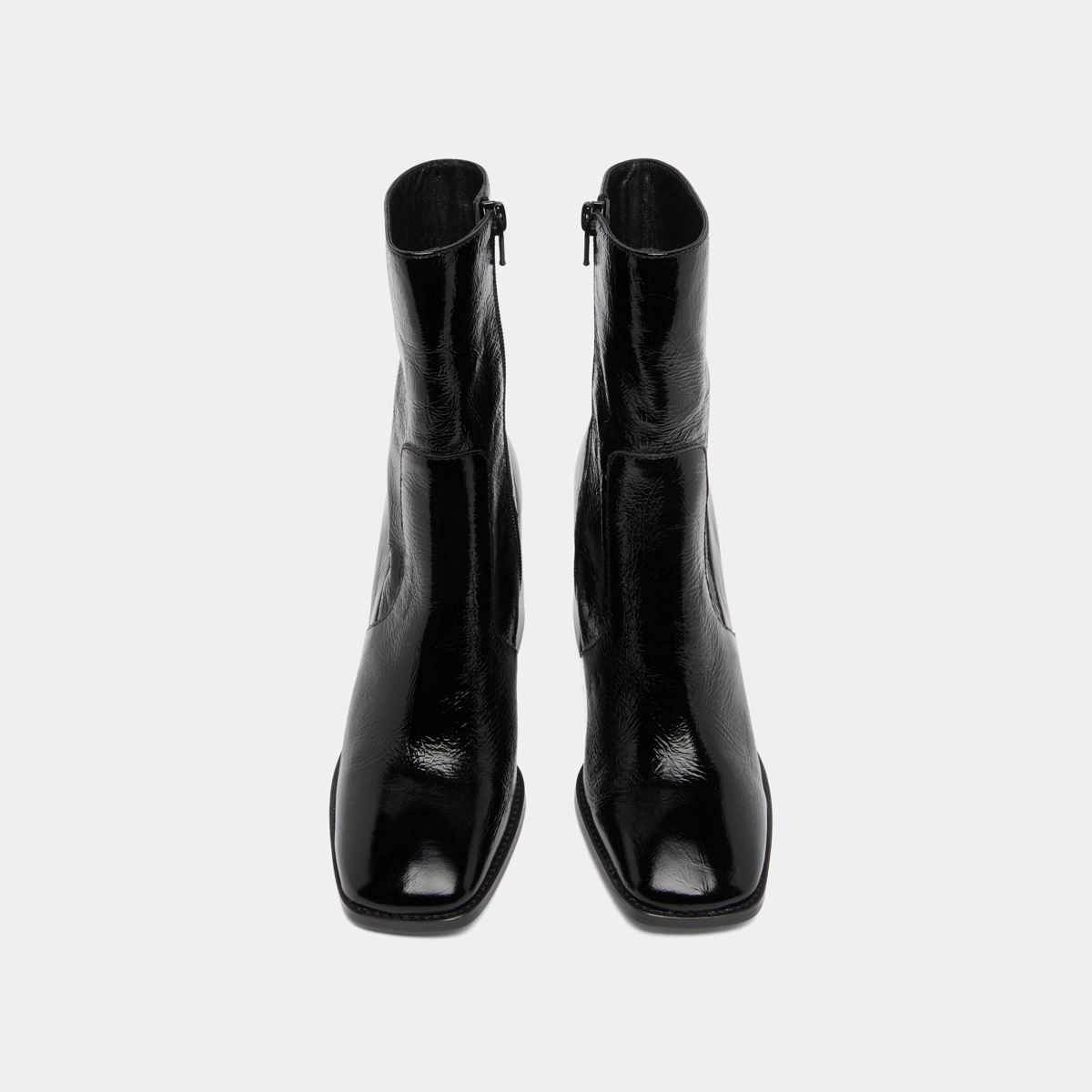 Bottines à talons et bouts carrés en cuir brillant noir | VIDAL | Jonak