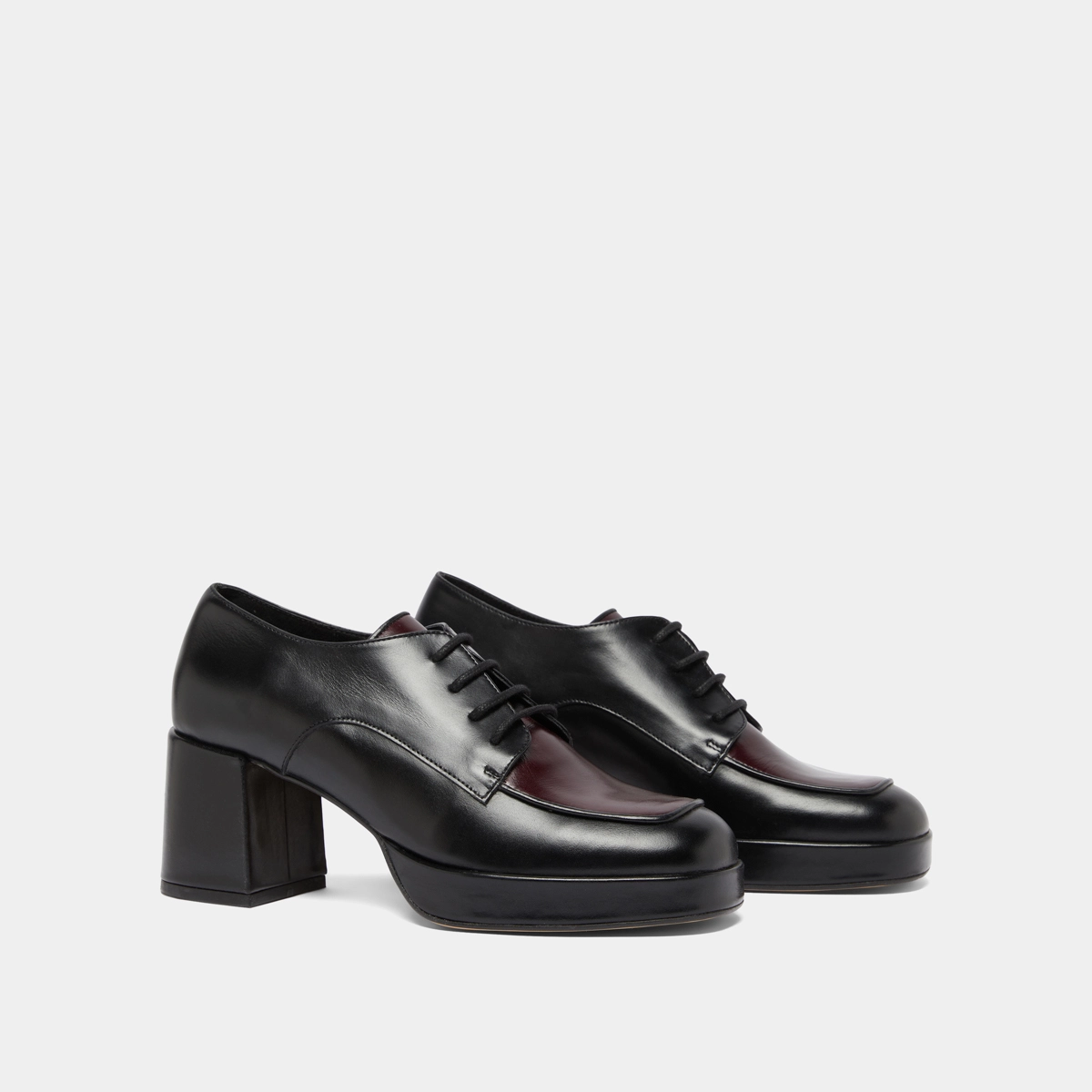 Derbies à talons en cuir noir et bordeaux | VIVALDI | Jonak