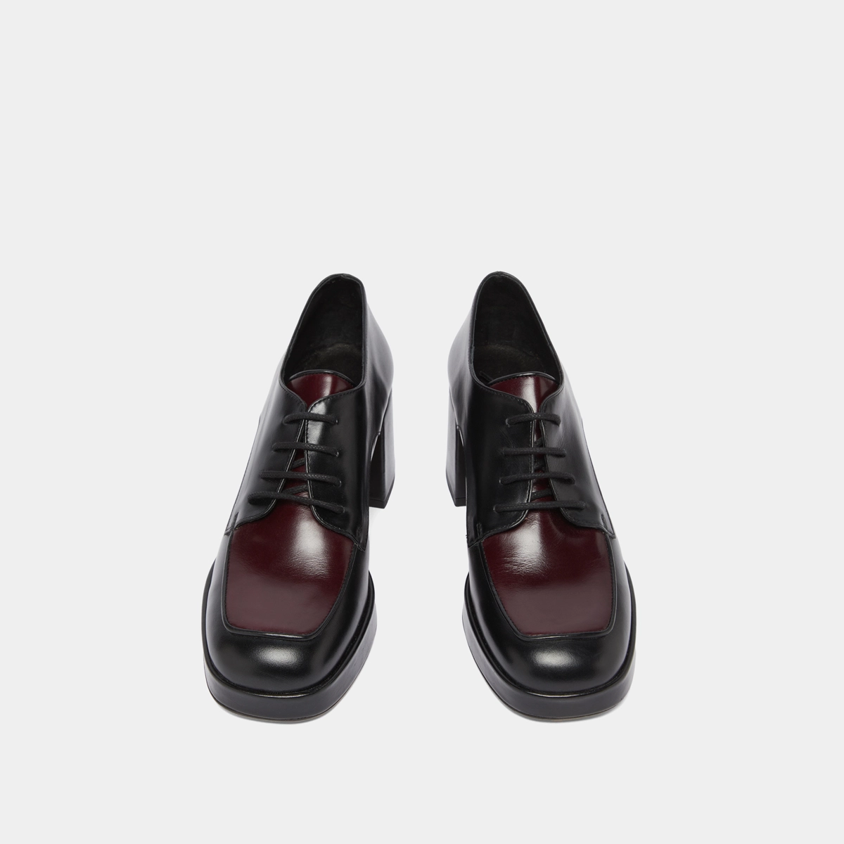 Derbies à talons en cuir noir et bordeaux | VIVALDI | Jonak