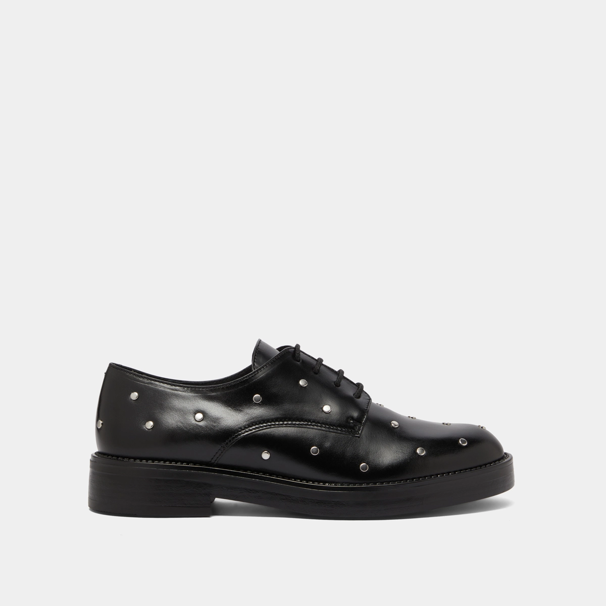 Derbies à détails argentés en cuir noir | ASTOU | Jonak