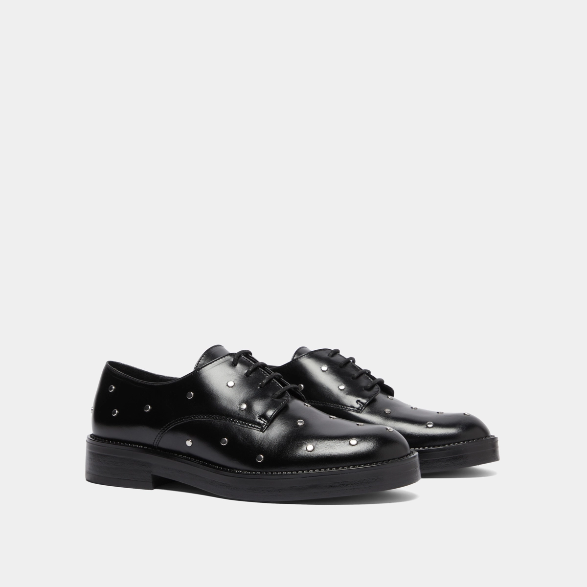 Derbies à détails argentés en cuir noir | ASTOU | Jonak