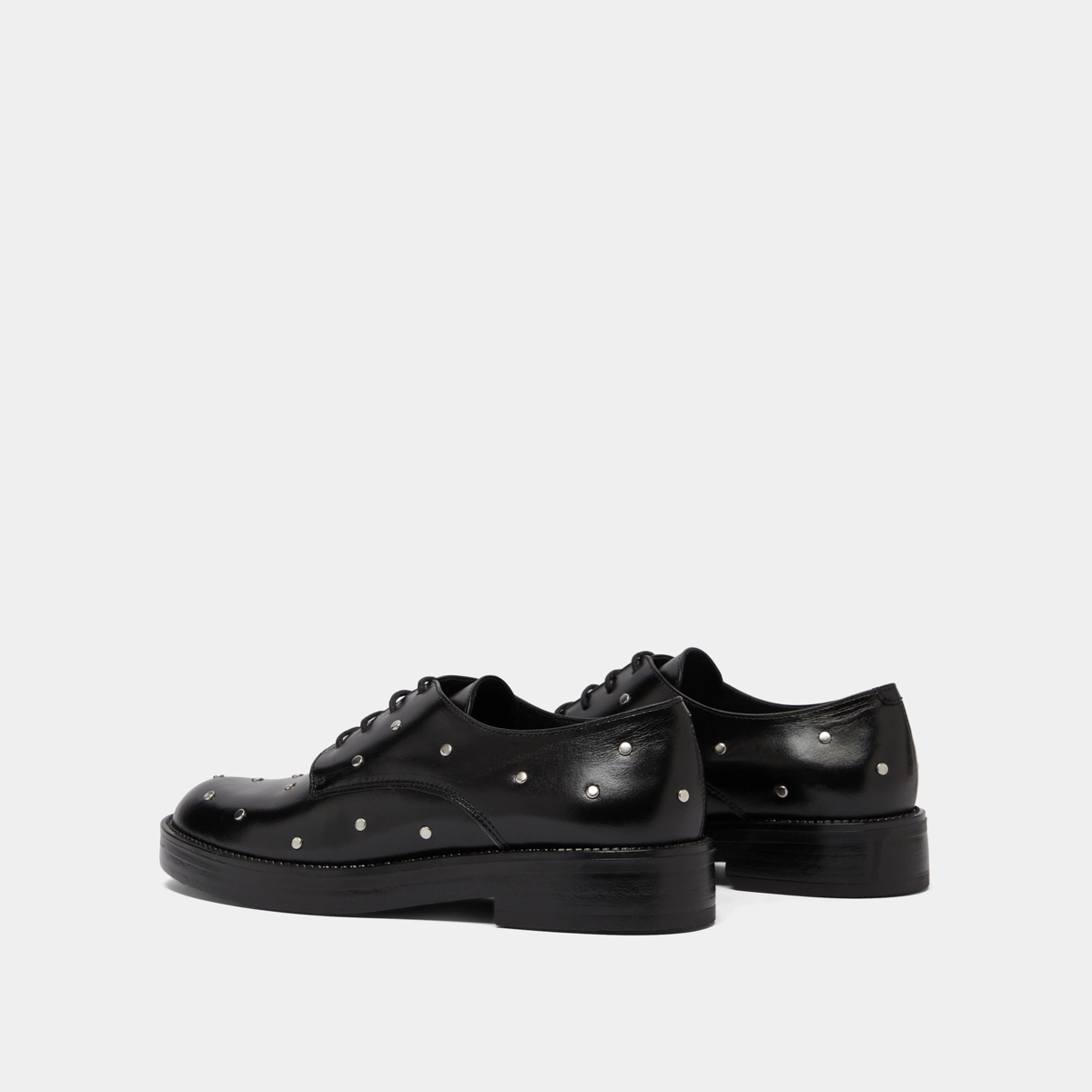 Derbies à détails argentés en cuir noir | ASTOU | Jonak