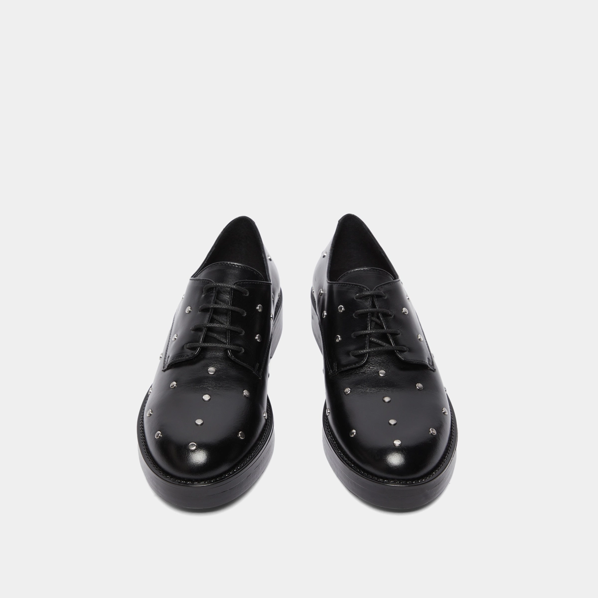 Derbies à détails argentés en cuir noir | ASTOU | Jonak