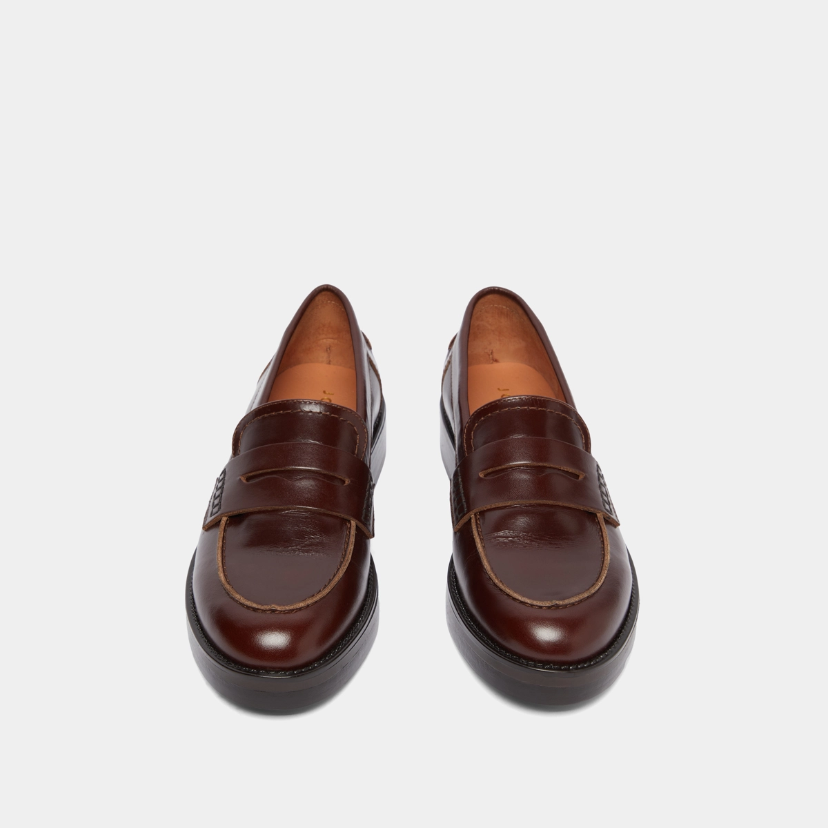 Mocassins &agrave; bouts ronds en cuir lisse marron | MIRNA | Jonak