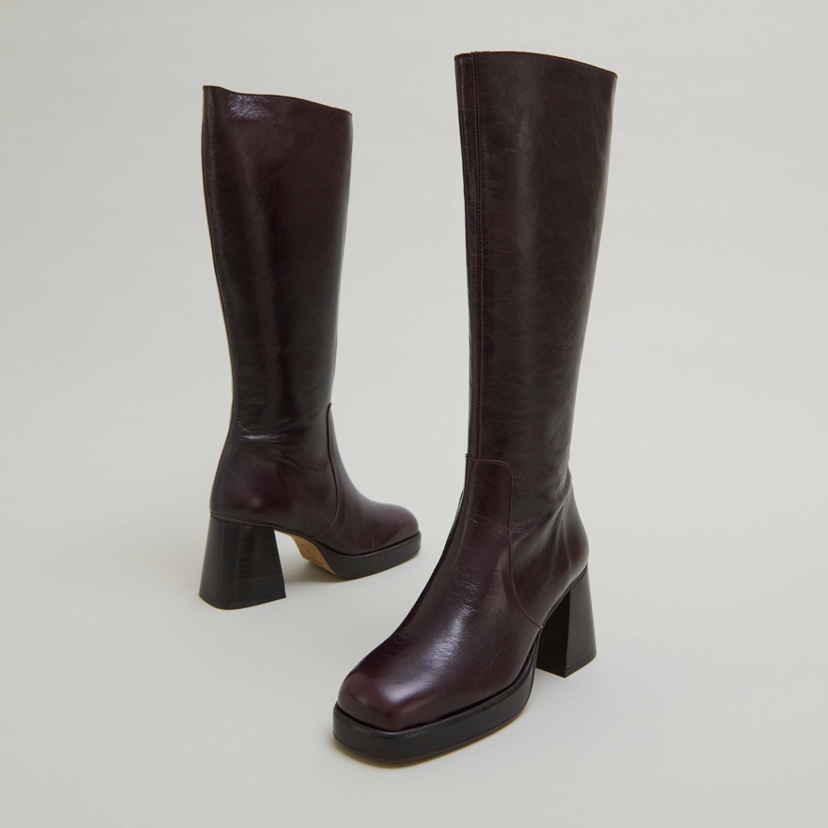 Bottes à plateformes en cuir vieilli chocolat | BETINA | Jonak