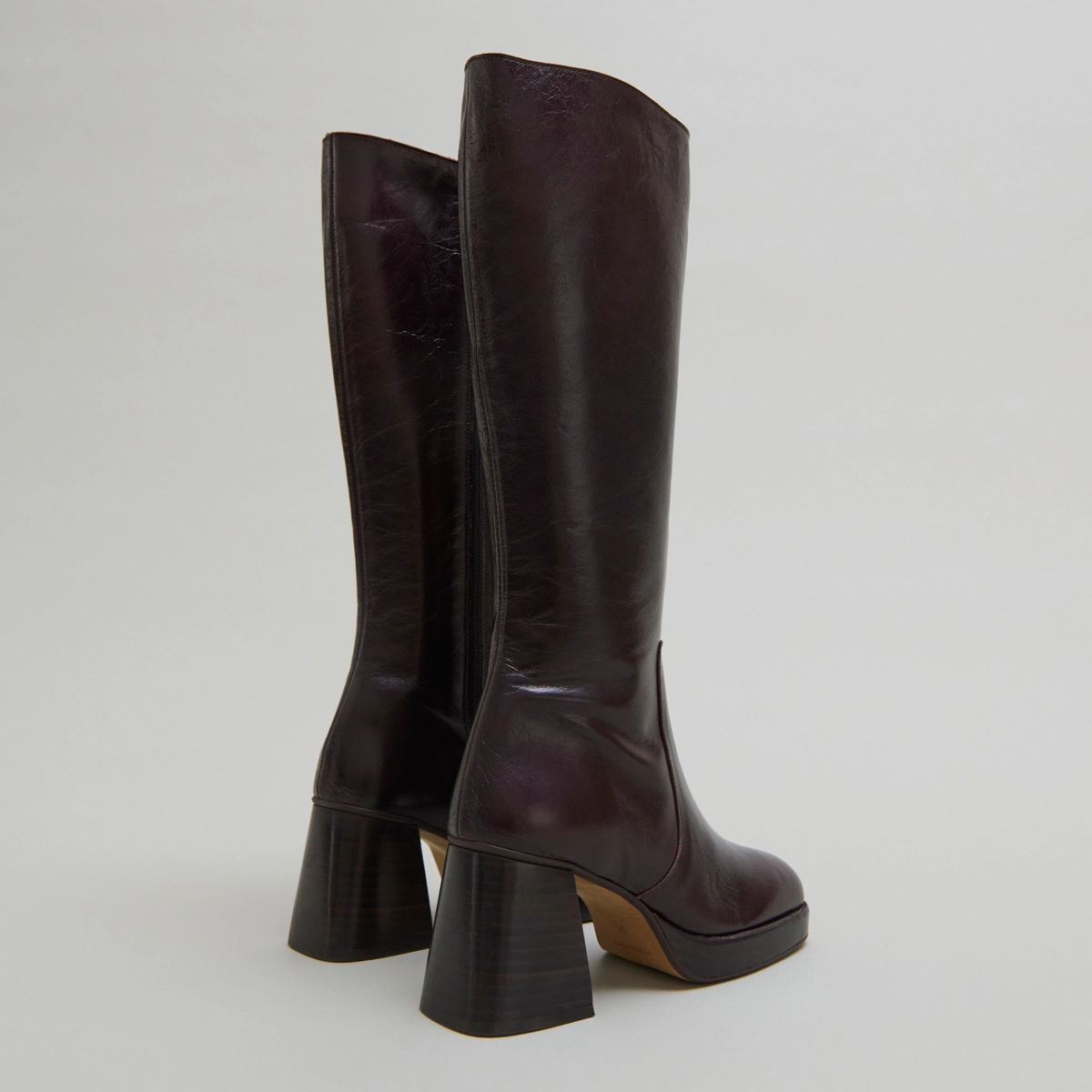 Bottes à plateformes en cuir vieilli chocolat | BETINA | Jonak