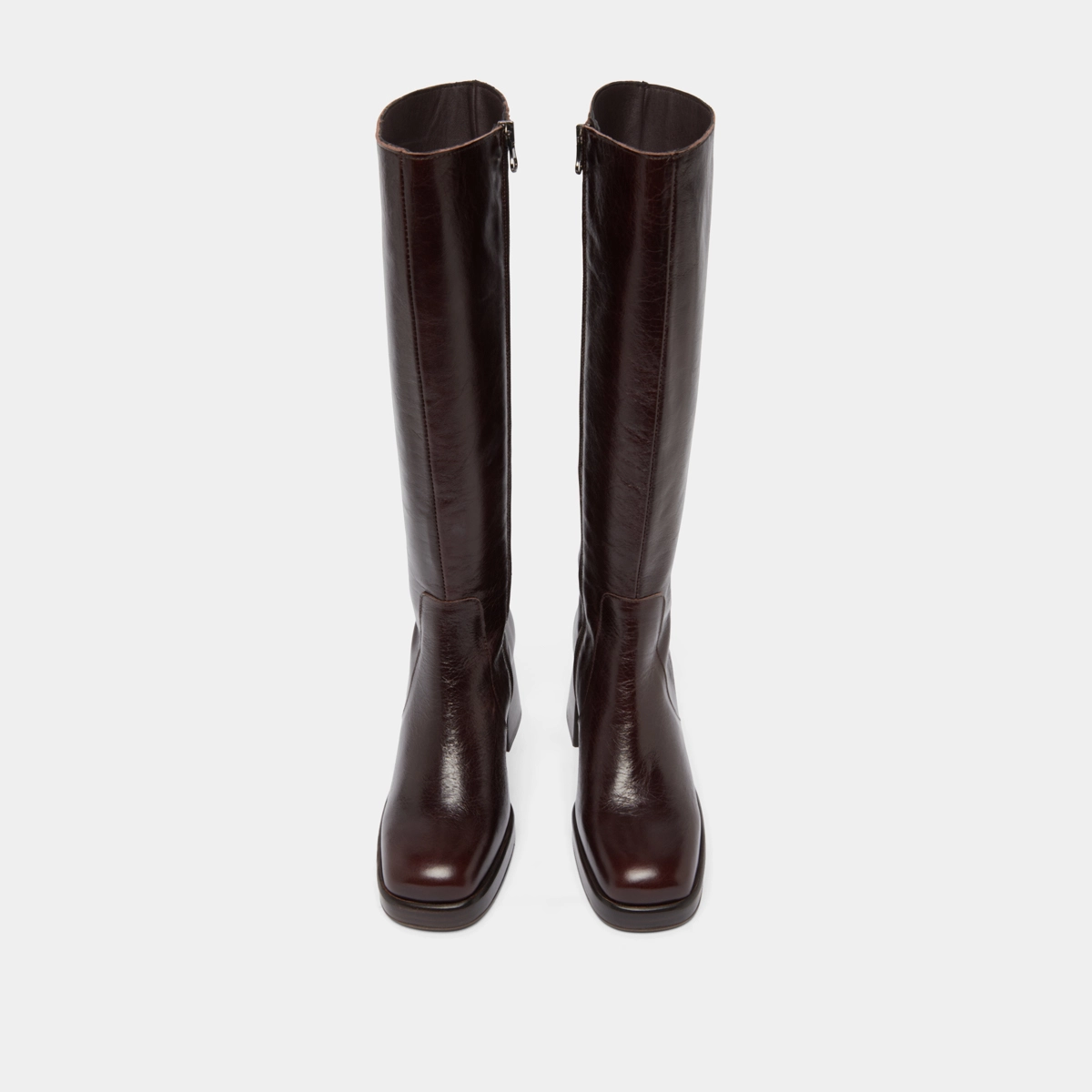 Bottes à plateformes en cuir vieilli chocolat | BETINA | Jonak
