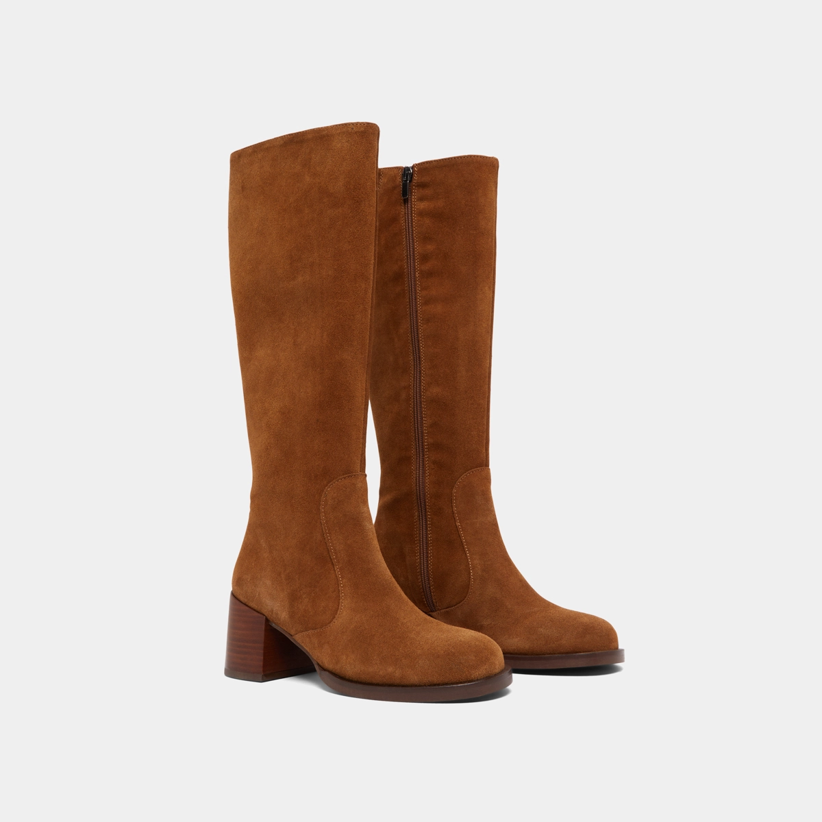 Bottes à talons et bouts arrondis en croute cognac | BIENVENUE | Jonak