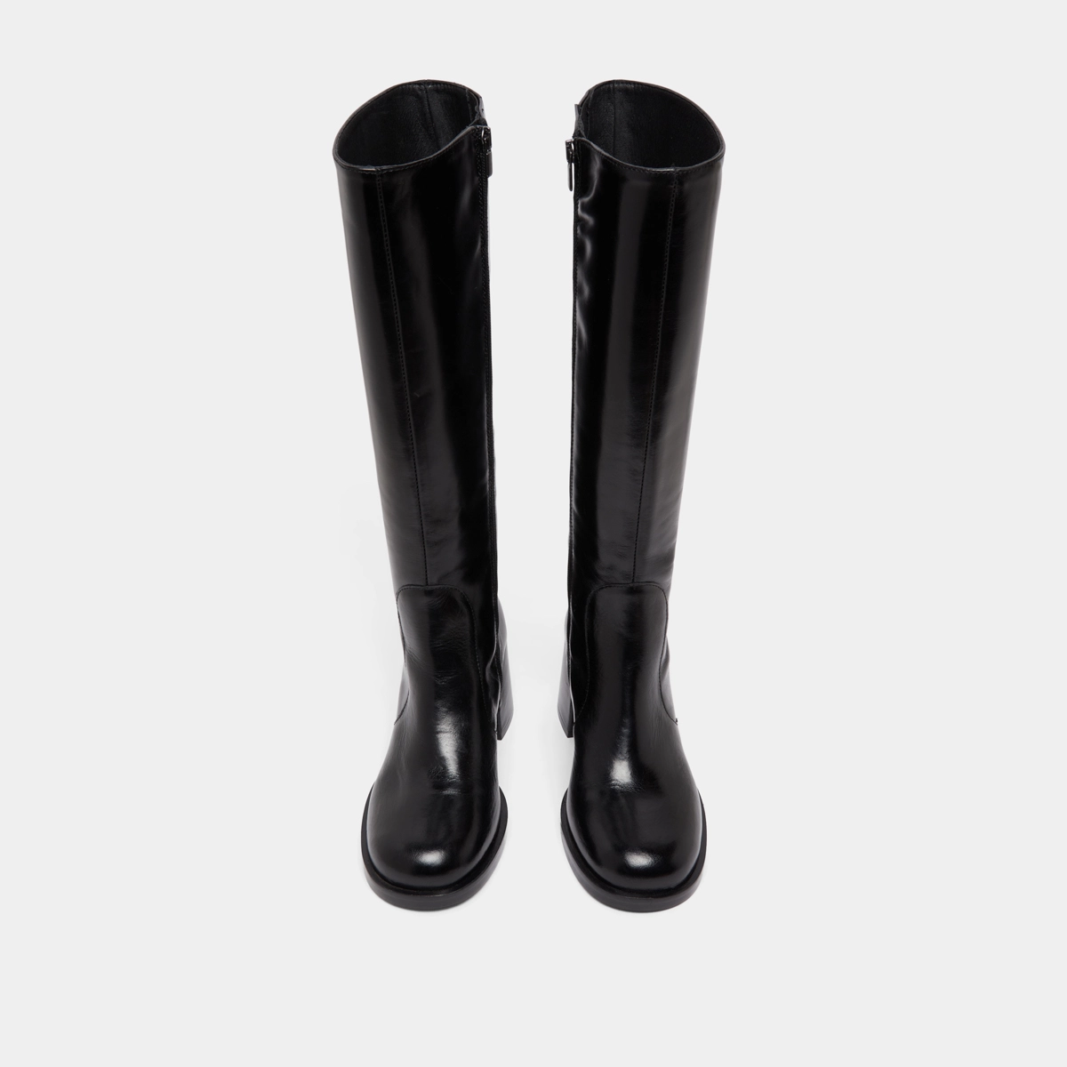 Bottes &agrave; talons et bouts arrondis en cuir noir | BIENVENUE | Jonak