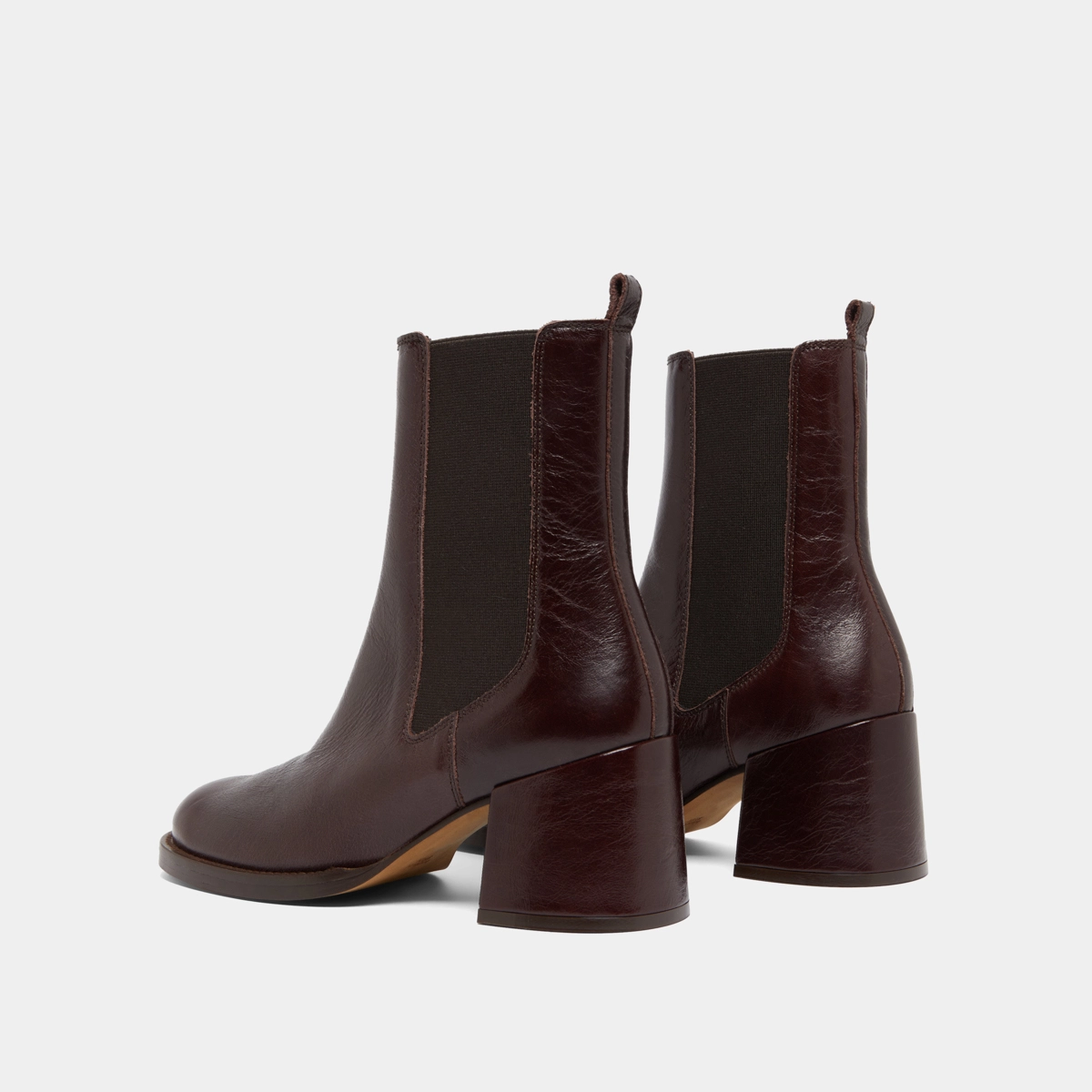 Bottines &agrave; talons et &eacute;lastiques en cuir vieilli chocolat | BIENVUE | Jonak