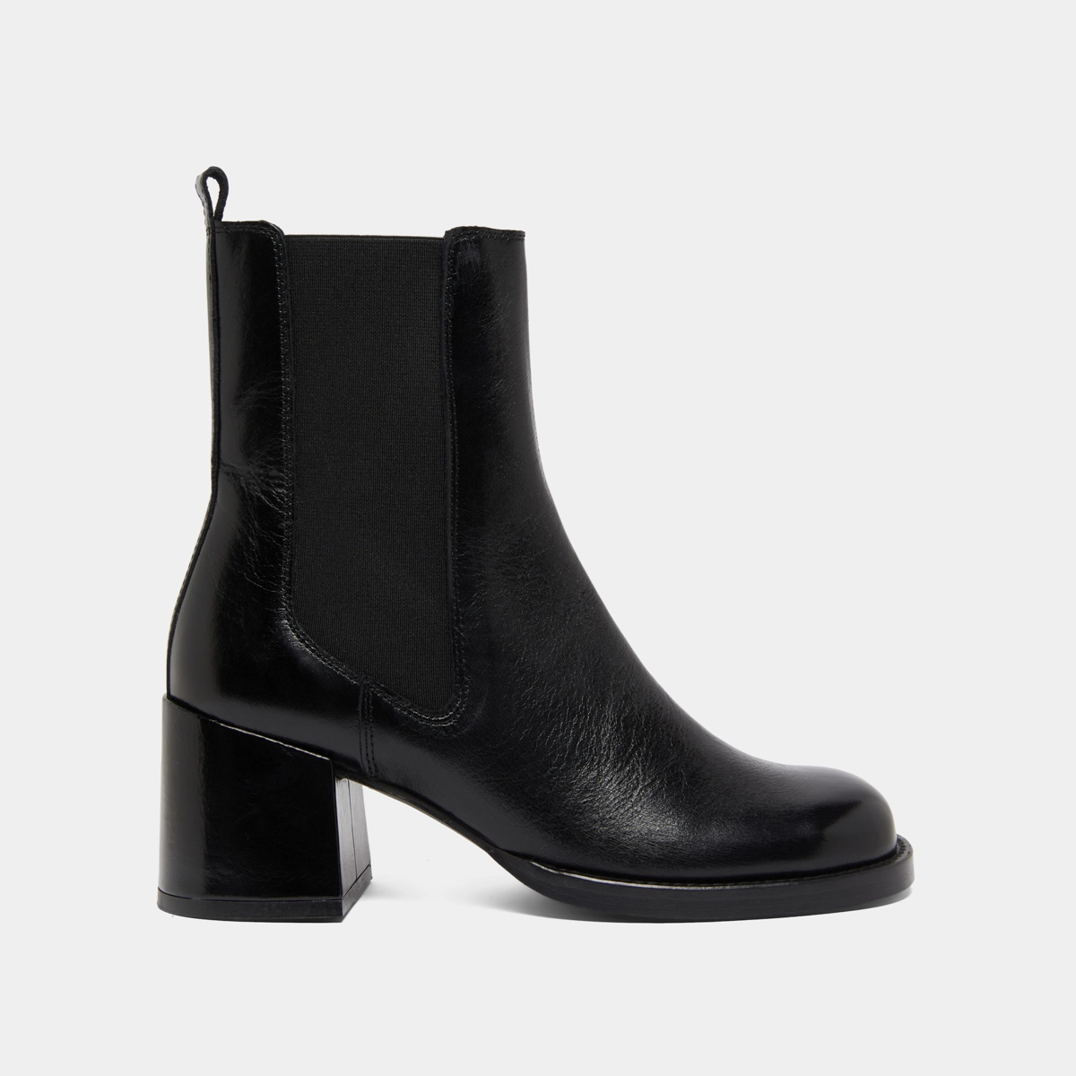 Bottines à talons et élastiques en cuir vieilli noir | BIENVUE | Jonak
