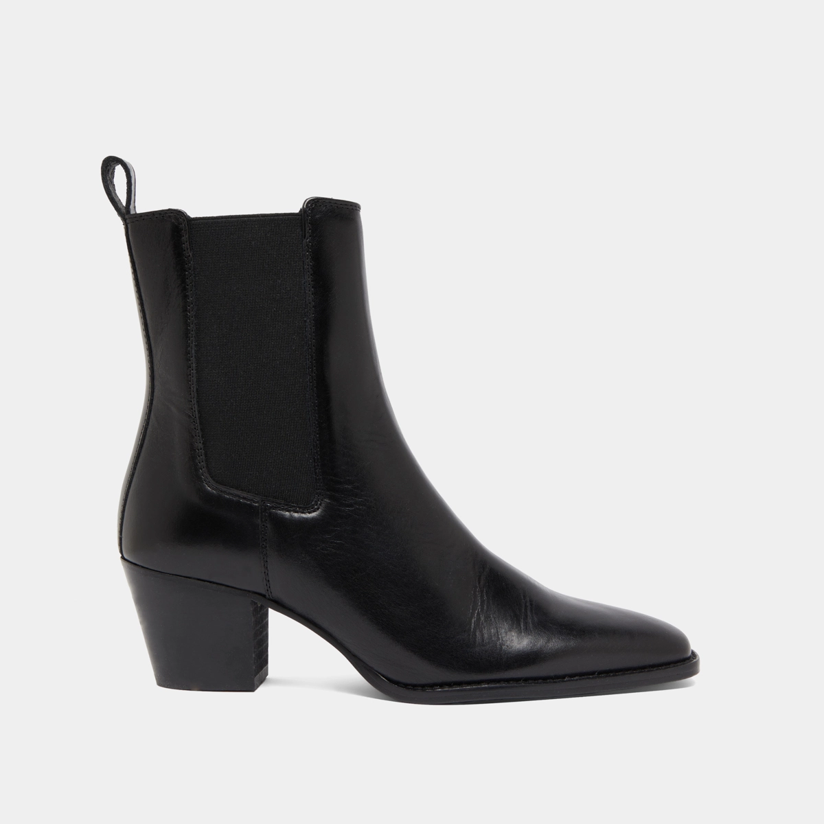 Bottines à talons biseautés et bouts poi... en cuir noir | BIRKIN | Jonak