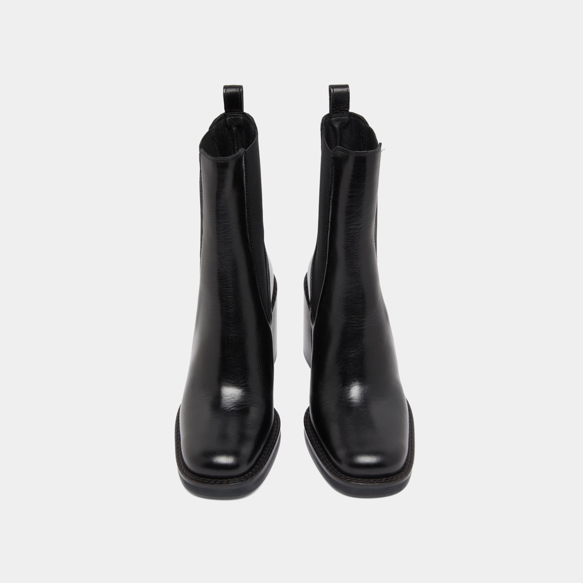 Bottines à talons débordants en cuir noir | BRETZ | Jonak