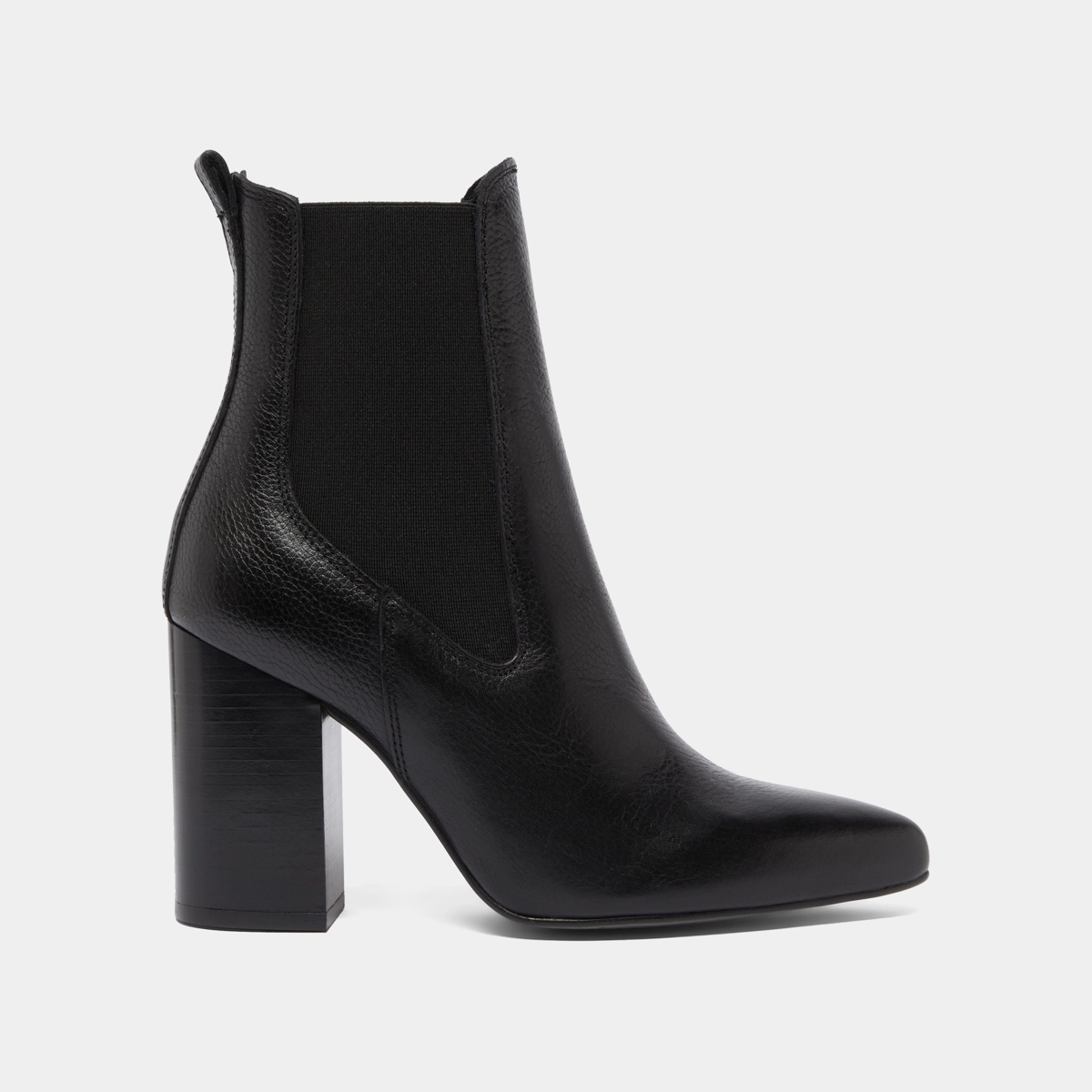 Bottines à talons et bouts pointus en cuir grainé noir | BROOK | Jonak