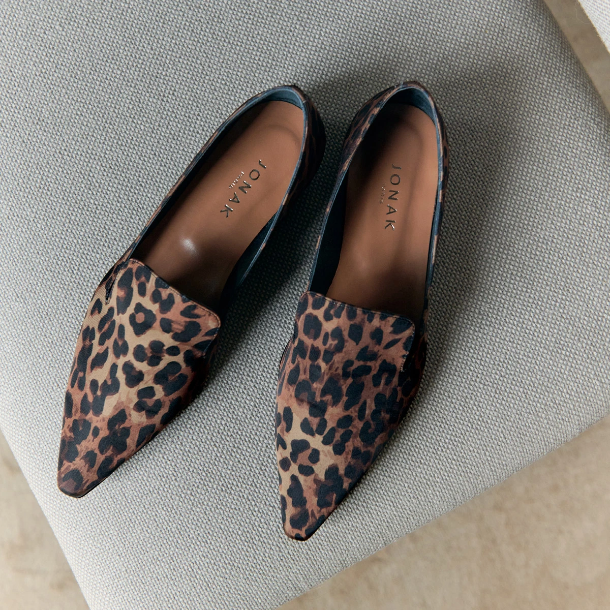 Ballerines à pattes en textile léopard marron | DANTESSE | Jonak
