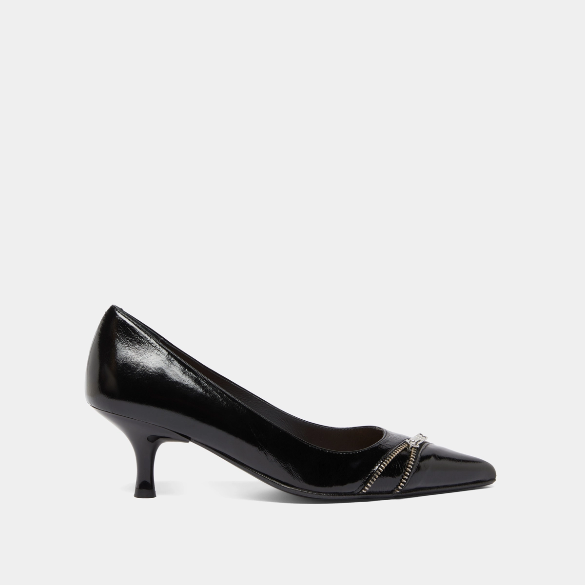 Escarpins &agrave; fermetures &eacute;clairs en cuir brillant noir | DANIELA | Jonak