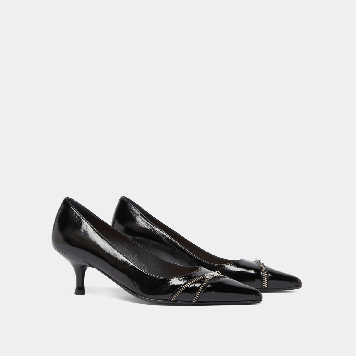 Escarpins &agrave; fermetures &eacute;clairs en cuir brillant noir | DANIELA | Jonak