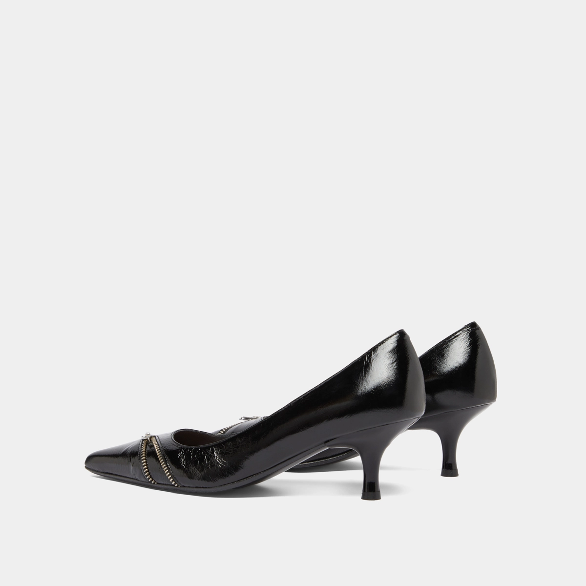 Escarpins &agrave; fermetures &eacute;clairs en cuir brillant noir | DANIELA | Jonak