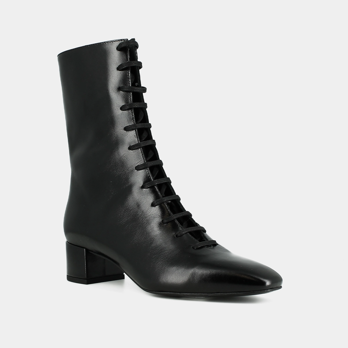 Bottines à lacets en cuir vieilli noir | DOXA | Jonak