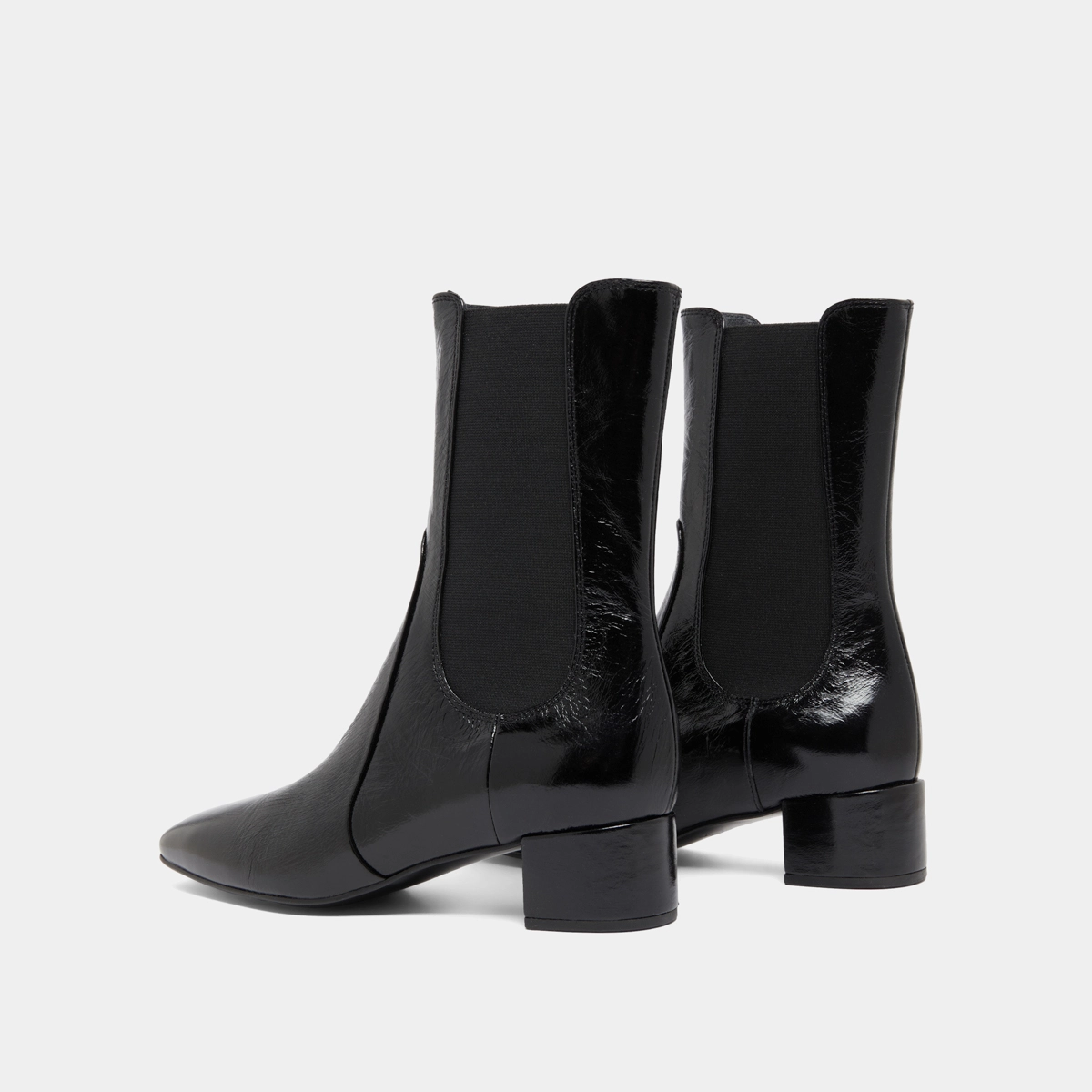 Bottines à larges élastiques en cuir brillant noir | DOXI | Jonak