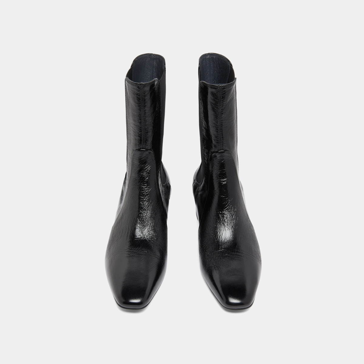 Bottines à larges élastiques en cuir brillant noir | DOXI | Jonak