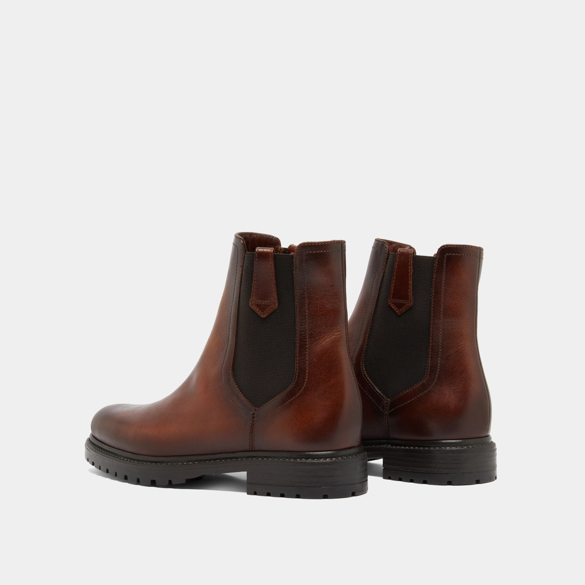 Boots à semelles crantées et élastiques en cuir patiné cognac | CANDIDE | Jonak