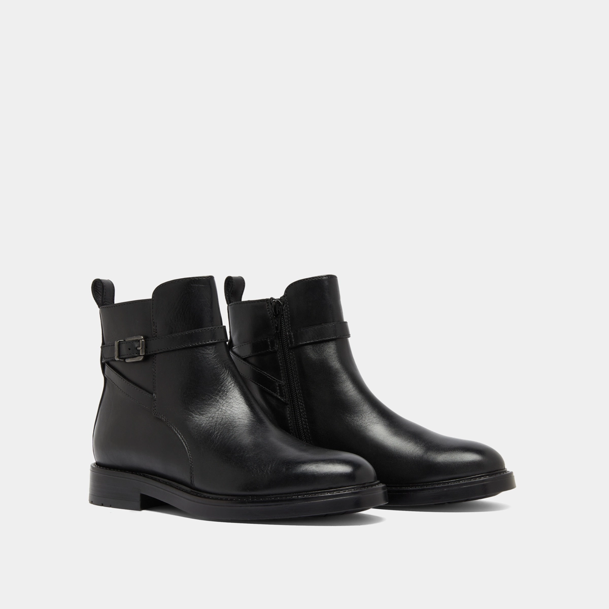 Boots à boucles en cuir noir | CLEA | Jonak