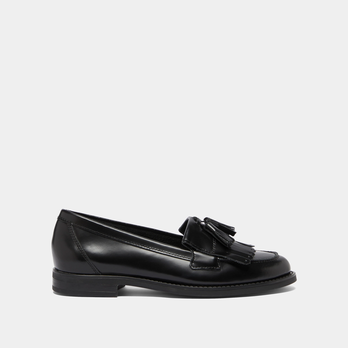Mocassins à glands en cuir glacé noir | NELLE | Jonak