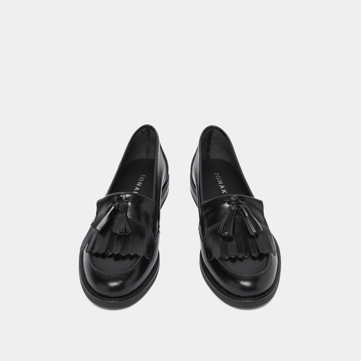 Mocassins à glands en cuir glacé noir | NELLE | Jonak