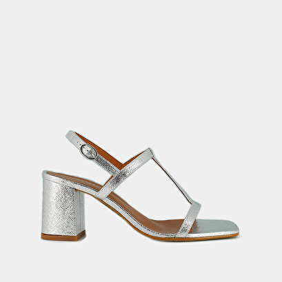 Sandales à talons et brides en synthétique métallisé argent | VITA | Jonak