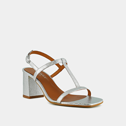 Sandales à talons et brides en synthétique métallisé argent | VITA | Jonak