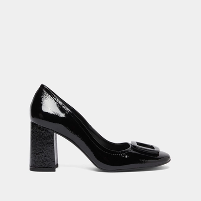 Escarpins avec boucles en vernis pliss&eacute; noir | BISOU | Jonak