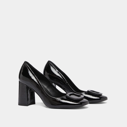 Escarpins avec boucles en vernis pliss&eacute; noir | BISOU | Jonak