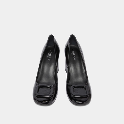 Escarpins avec boucles en vernis pliss&eacute; noir | BISOU | Jonak