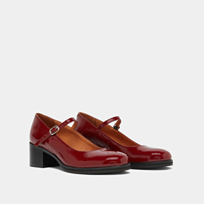 Babies à talons en vernis plissé rouge carmin | ARISTOTE | Jonak
