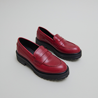 Mocassins à semelles crantées en cuir rouge | ALFI | Jonak