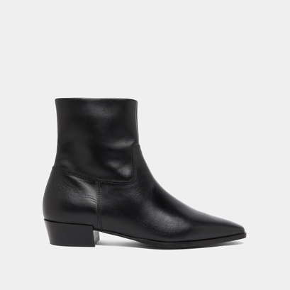 Boots &agrave; bouts pointus en cuir noir | PACHA | Jonak