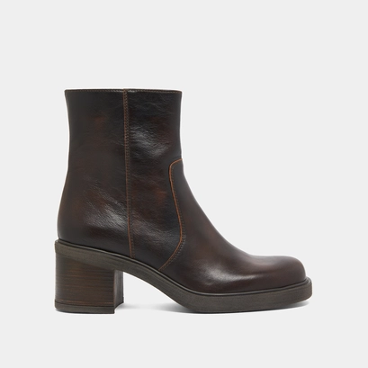 Boots &agrave; talons en cuir patin&eacute; marron | PANDA | Jonak
