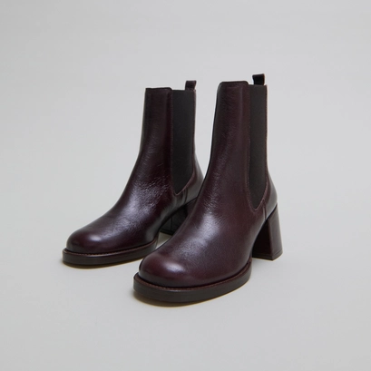Bottines &agrave; talons et &eacute;lastiques en cuir vieilli chocolat | BIENVUE | Jonak