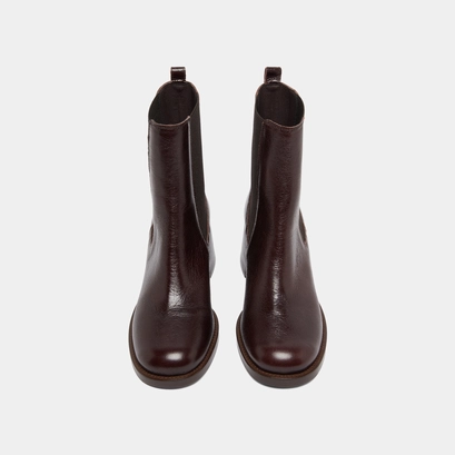 Bottines &agrave; talons et &eacute;lastiques en cuir vieilli chocolat | BIENVUE | Jonak