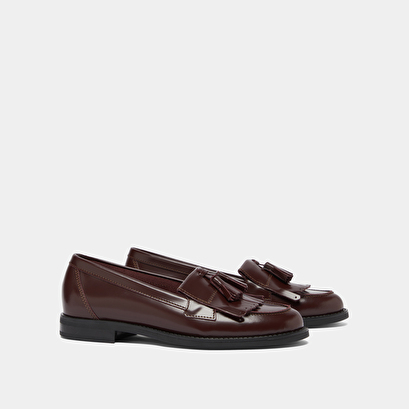 Mocassins à glands en cuir glacé bordeaux | NELLE | Jonak