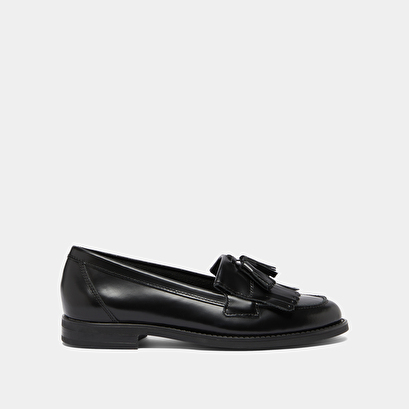 Mocassins à glands en cuir glacé noir | NELLE | Jonak